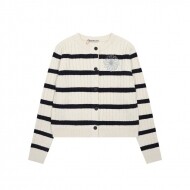 마르디 메크르디 MARDI MERCREDI 스트라이프 클래식 소프트 여성 니트 카디건