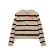 마르디 메크르디 MARDI MERCREDI 스트라이프 클래식 소프트 여성 니트 카디건