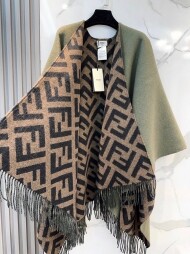 펜디 FENDI 클래식 FF 레터링 양면 올드 케이프