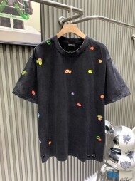 발렌시아가 BALENCIAGA 모던 자수 트렌드 빈티지 캐주얼 반팔 티 남녀 공용