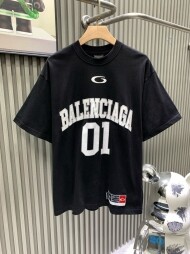 발렌시아가 BALENCIAGA 로고 트렌디 레트로 캐주얼 반팔 티셔츠