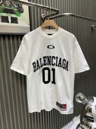 발렌시아가 BALENCIAGA 로고 트렌디 레트로 캐주얼 반팔 티셔츠