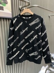 발렌시아가 BALENCIAGA 풀 프린트 자카드 니트 스웨터