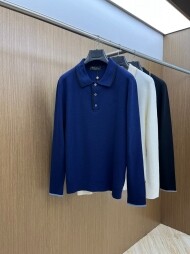 로로피아나 Loro Piana 빈티지 캐주얼 편안한 남성 폴로 니트