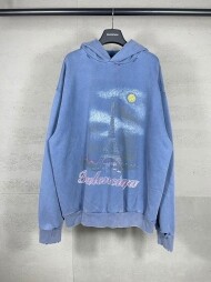 발렌시아가 BALENCIAGA 트렌디한 디자인 패턴 빈티지 후드티셔츠 남녀공용