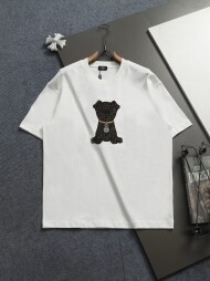 펜디 FENDI 강아지 자수 컴포트 라운드 커플 반팔 티