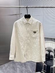 프라다 PRADA 로고 모던 디자인 캐주얼 긴팔 셔츠