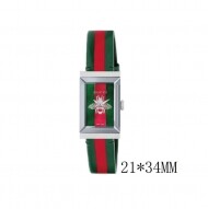 구찌 여성용 G-Frame 스트라이프 가죽밴드시계 YA147408