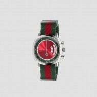 구찌 YA157304 그립 쿼츠 레드 다이얼 스테인리스 남성용 시계