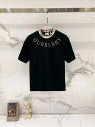 버버리 BURBERRY 클래식 체크 넥 로고 자수 반팔 티 남녀공용