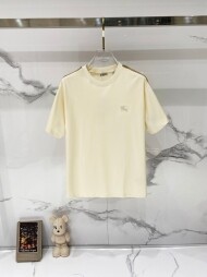 버버리 BURBERRY 클래식 로고 자수 체크 소매 패치 반팔 티셔츠 남녀 공용