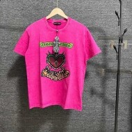 크롬하츠 Chrome Hearts 신상 하트 프린트 트렌드 남녀 라운드 반팔 티