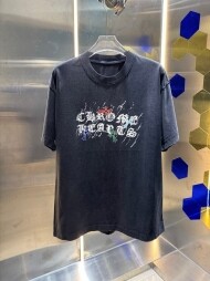 크롬하츠 Chrome Hearts 구제 워싱 트렌디 라운드 커플 반팔 티