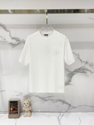 디올 DIOR 로고 자수 모던 디자인 캐주얼 반팔 티셔츠 남녀 공용