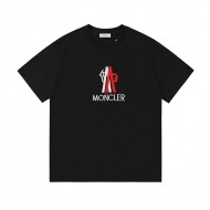 몽클레르 MONCLER 자수 심플 순면 라운드 커플 반팔 티
