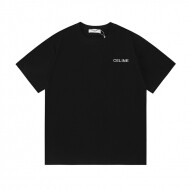 셀린느 CELINE 자수 레터링 심플 순면 라운드 남녀 반팔 티