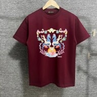 베르사체 Versace 마린 월드 프린트 캐주얼 순면 라운드 남녀 반팔 티