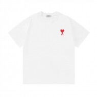 아미 AMI 하트 자수 심플 코튼 라운드 남녀 반팔 티