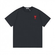 아미 AMI 하트 자수 심플 코튼 라운드 남녀 반팔 티