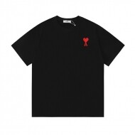 아미 AMI 하트 자수 심플 코튼 라운드 남녀 반팔 티