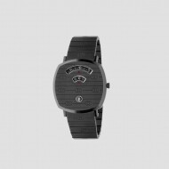 구찌 GRIP 38MM Watch YA157429 시계 그립 블랙 다이얼 스테인레스 스틸 사파이어 유리