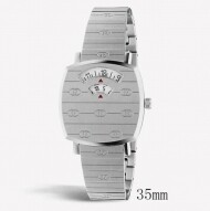 구찌 YA157501 인터로킹 G 그립 SS 쿼츠 3 애트모스피어 워치 실버