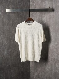 펜디 FENDI FF 만판 엠보 자카드 니트 반팔