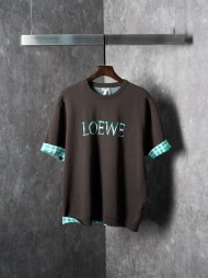 로에베 LOEWE 로고 자카드 모던 캐주얼 라운드 니트 반팔