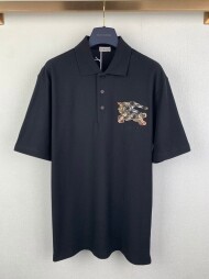 버버리 BURBERRY 승마 기사 로고 체크 면 반팔 셔츠