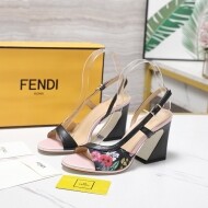 펜디 FENDI 라운드 슬링백 앤티크 여성 힐 샌들