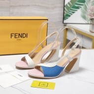 펜디 FENDI 라운드 슬링백 앤티크 여성 힐 샌들
