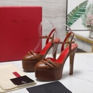 발렌티노 Valentino 라운드 업 아쿠아 슈즈 에나멜 힐 샌들