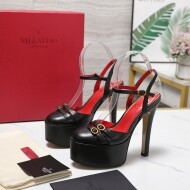 발렌티노 Valentino 라운드 업 아쿠아 슈즈 에나멜 힐 샌들