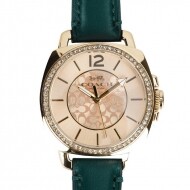 코치 보이프렌드 쿼츠 크리스탈 골드 다이얼 여성용 시계 14503982