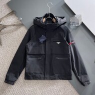 프라다 PRADA 클래식 로고 디자인 캐주얼 후드 재킷 코트