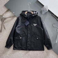 프라다 PRADA 클래식 로고 디자인 캐주얼 후드 재킷 코트