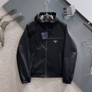 프라다 PRADA 클래식 로고 디자인 캐주얼 후드 재킷 코트