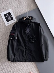 프라다 PRADA 클래식 로고 디자인 캐주얼 후드 재킷 코트