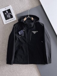 프라다 PRADA 클래식 로고 디자인 캐주얼 후드 재킷 코트