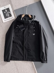 프라다 PRADA 클래식 로고 디자인 캐주얼 후드 재킷 코트