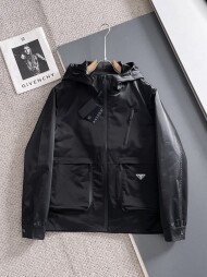 프라다 PRADA 클래식 로고 디자인 캐주얼 후드 재킷 코트