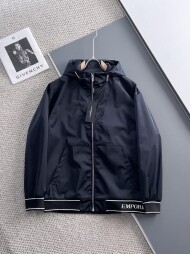 아르마니 Armani 클래식 로고 디자인 캐주얼 후드 재킷 코트