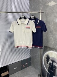 톰브라운 스트라이프 니트 폴로 반팔 티셔츠