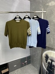 톰브라운 라운드 니트 반팔 티셔츠