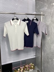 톰브라운 슬림핏 니트 반팔 티셔츠