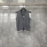 톰브라운 자카드 울 니트조끼