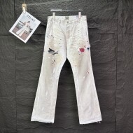 갤러리 디파트먼트 GALLERY DEPT 잉크 발림 핸드페인팅 구제 커플 루즈핏 오트밀 청바지