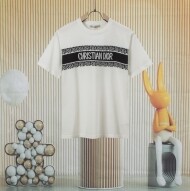 디올 DIOR 영문 자카드 캐주얼 남녀 니트 반팔