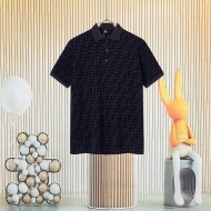 펜디 FENDI 클래식 빈티지 레터링 자카드 남녀 니트 폴로 반팔