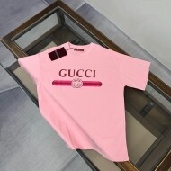 구찌 GUCCI 클래식 프린트 패션 커플 반팔 티